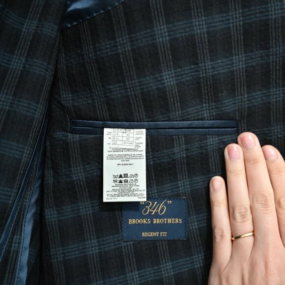 Brooks Brothers 346 Regent Fit Size 40R Blue Plaid - Picture 4 of 11